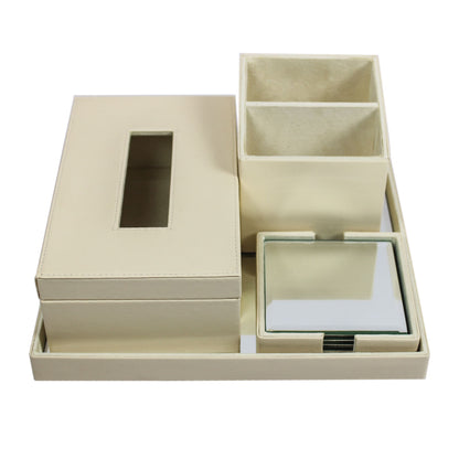 Ivory Colour Leatherette Hamper of 4 Articles