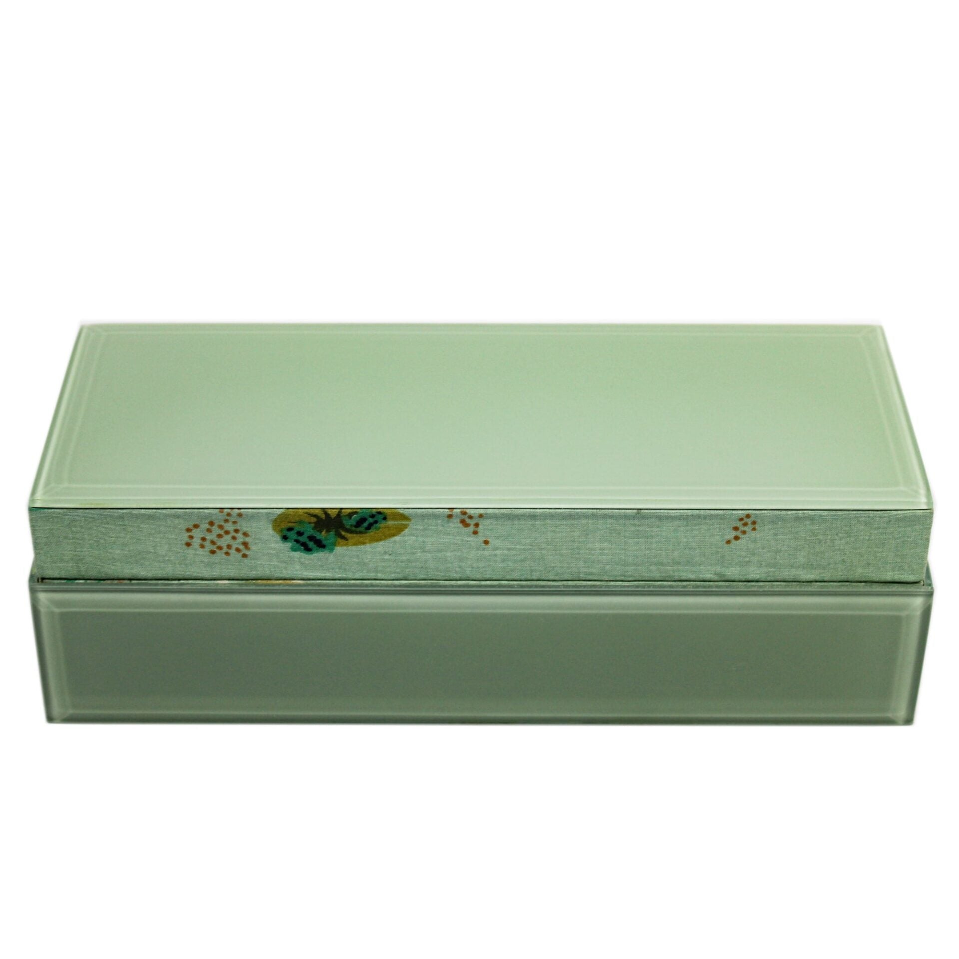 Printed Cottan Fabric with Light Green Mirror Multipurpose Storage Box