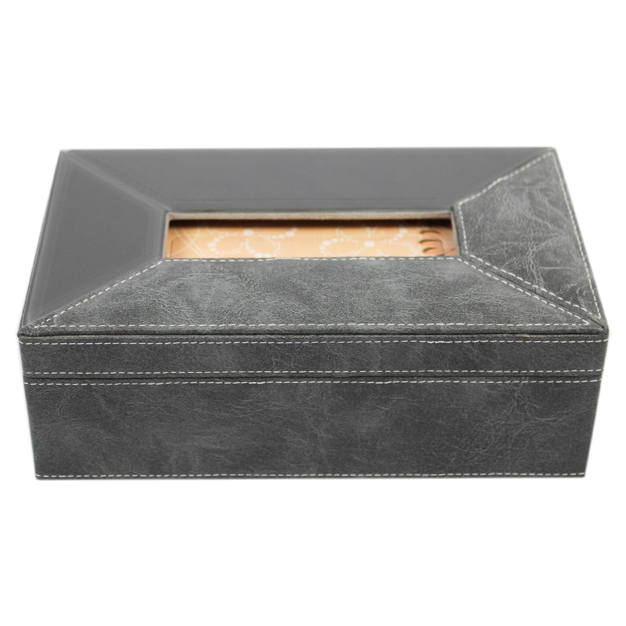 Grey Mirror / Leatherite Tissue Box