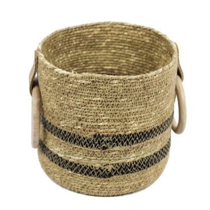 Sea Grass Basket With Wooden Handle