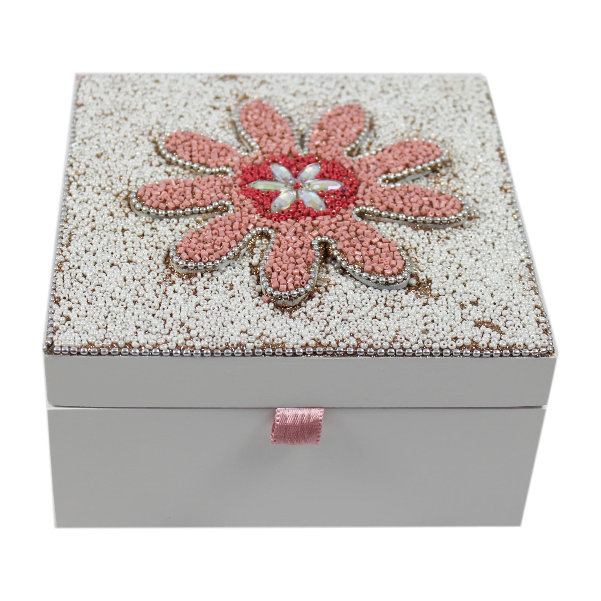 Multicolored Flower Beaded Storage Box for Kids