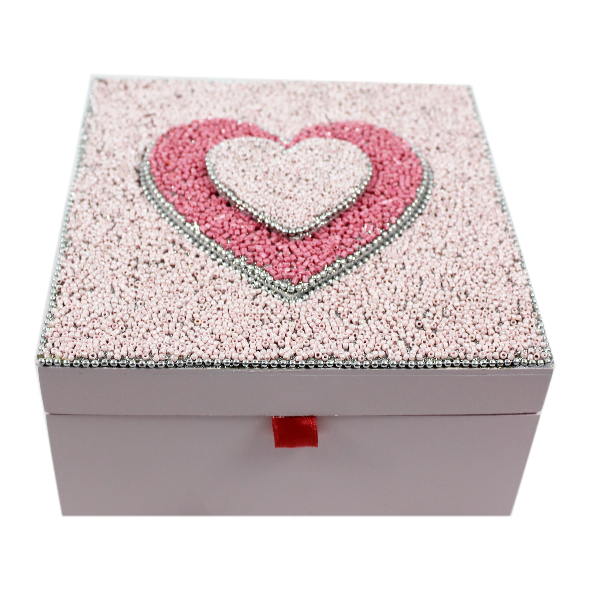 Beaded Heart Design Storage Box for Kids