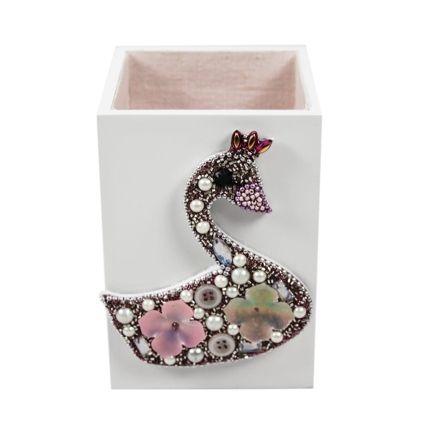 Multicolour Beaded / Pearl Swan Design with Lac Work Pen Holder