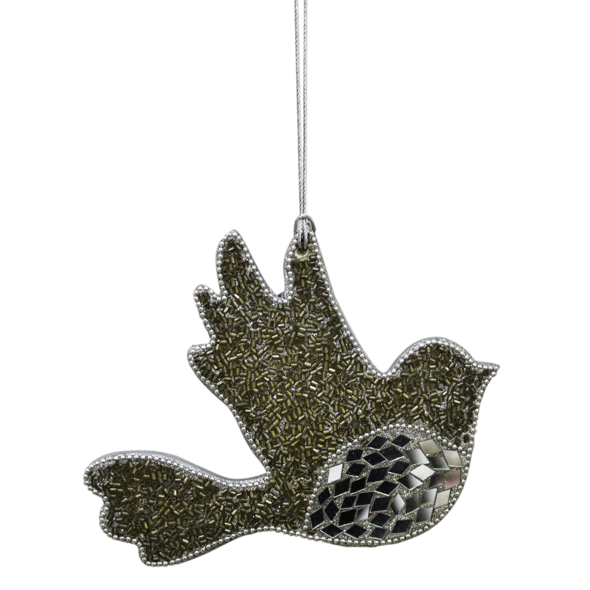 Set of 3 Beaded "BIRD" Shaped Christmas Tree Hanging Ornaments