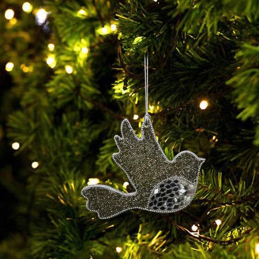 Set of 3 Beaded "BIRD" Shaped Christmas Tree Hanging Ornaments