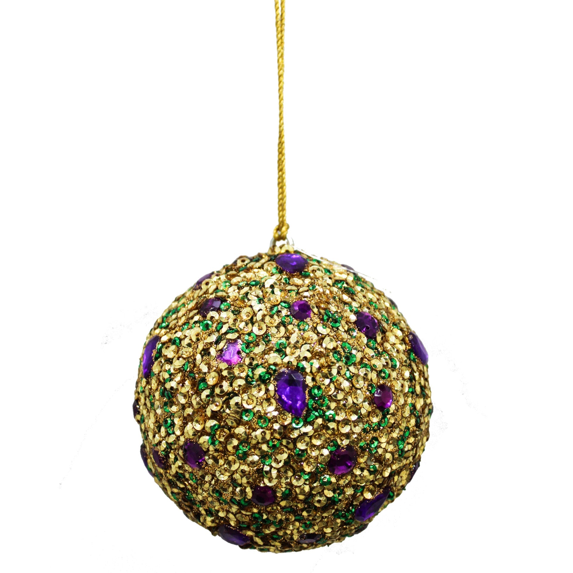 Set of 4 Goldenen Beaded / Jewelled for Christmas Tree Decoration