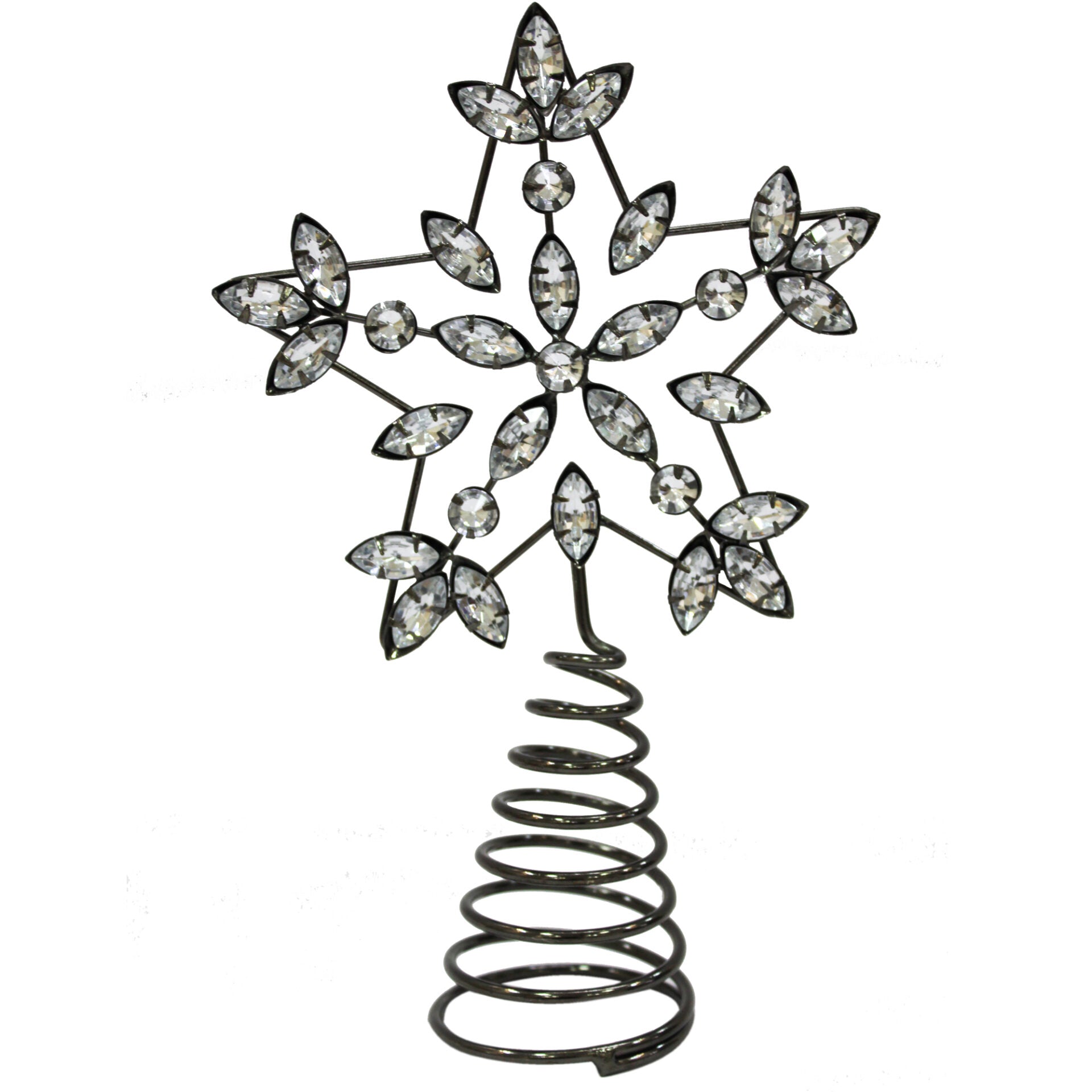 Silver Jewelled / Metal Frame Snowflake Shaped Christmas Tree Topper
