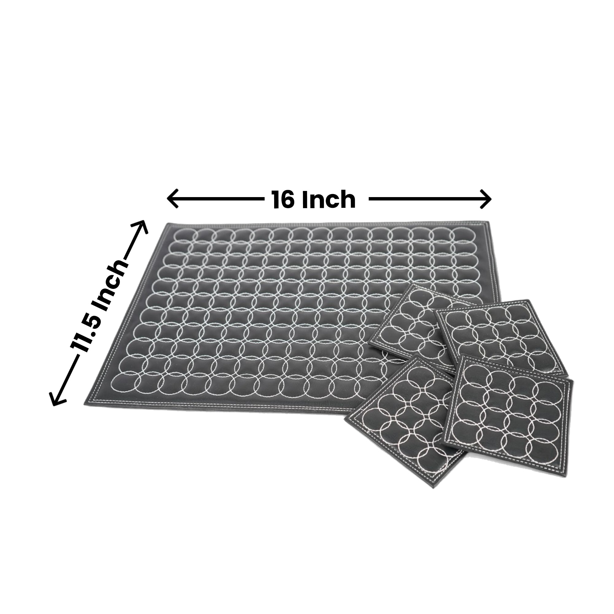 Black Leatherite Placemats Set of Two