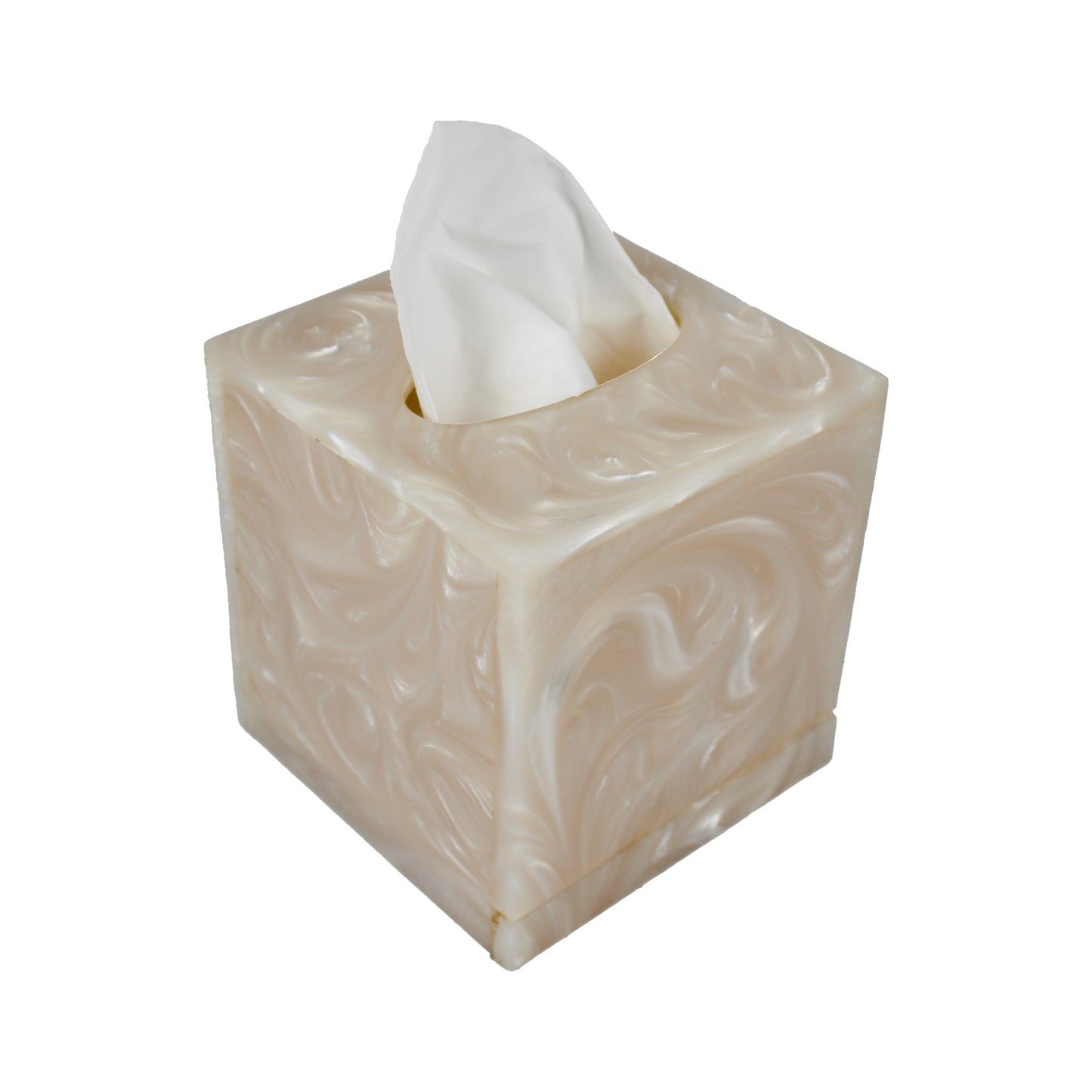 Beige Resin Square Tissue Box