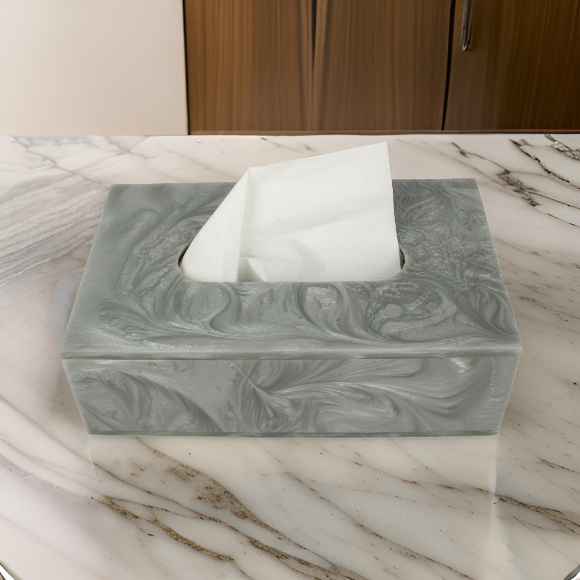 Premium Grey Resin Tissue Box