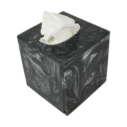 Black Resin Square Tissue Box