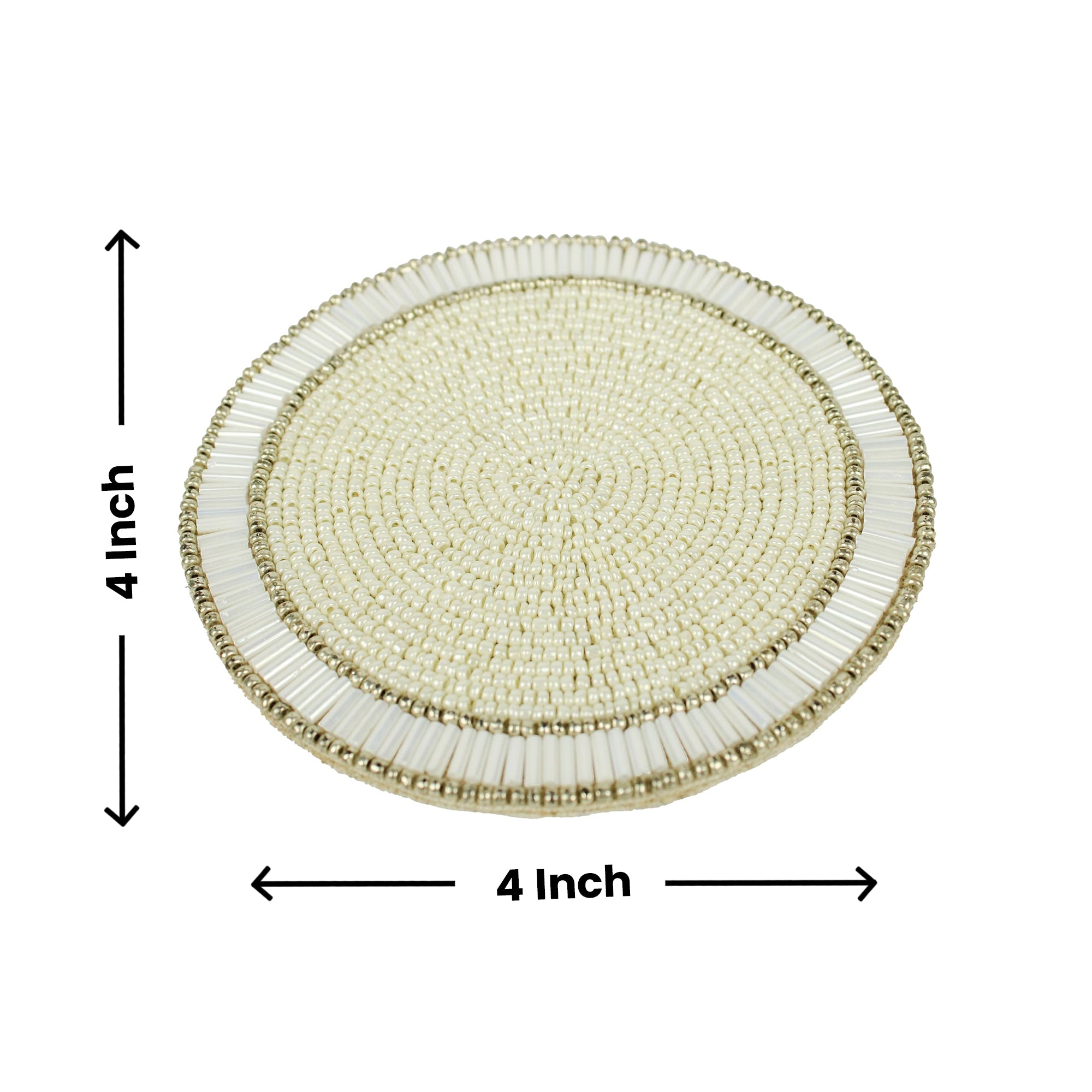 Round Beaded Embroidered Coaster Set of Four