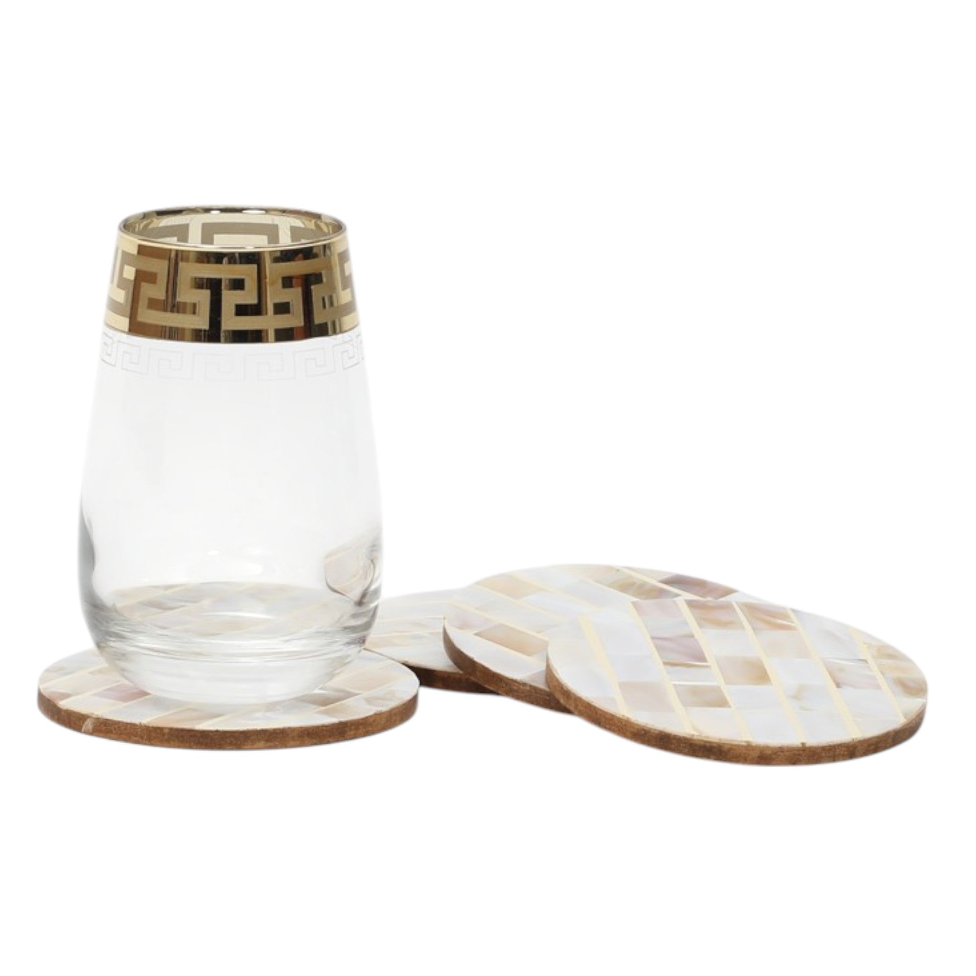 Ivory MOP Design Round Coaster Set of Four