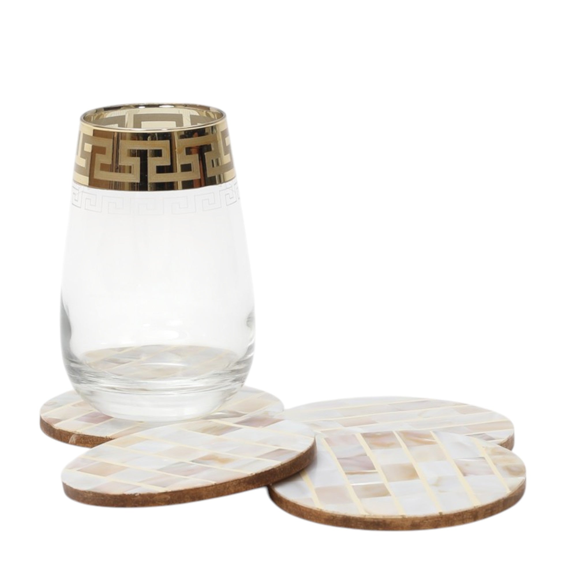 Ivory MOP Design Round Coaster Set of Four