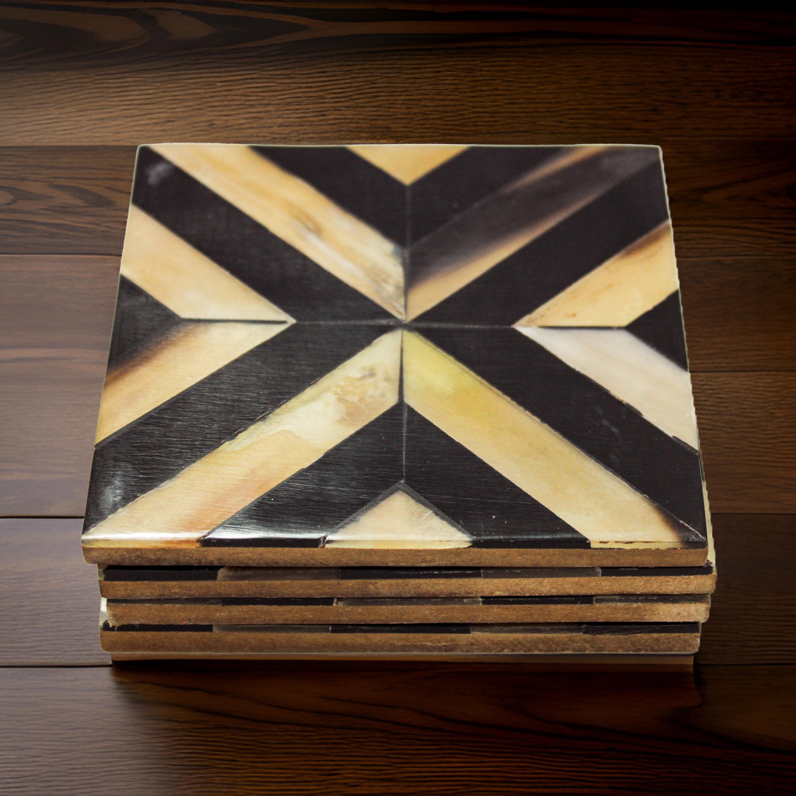Black Resin & Horn Coaster Set of Four