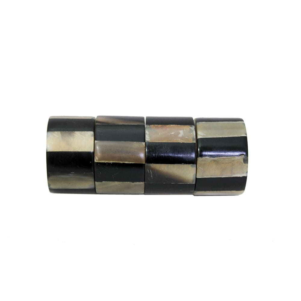 Black Resin & Horn Napkin Ring Set of Four