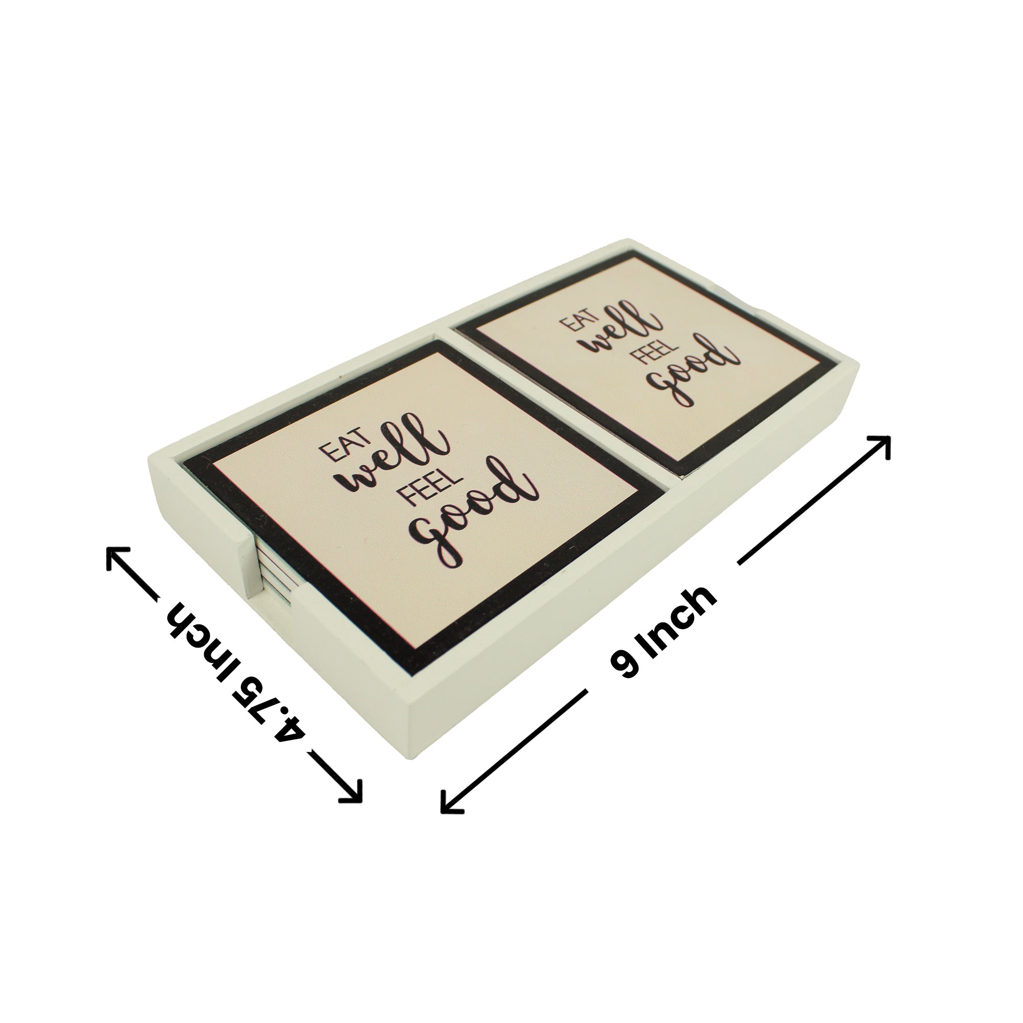 Printed Coaster With Caddy Tray Set of Eight