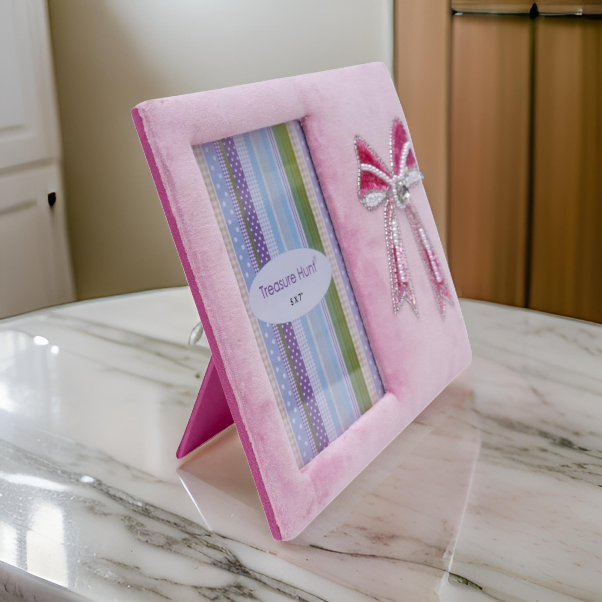 Bow Design Beaded Embroidered Photo-Frame