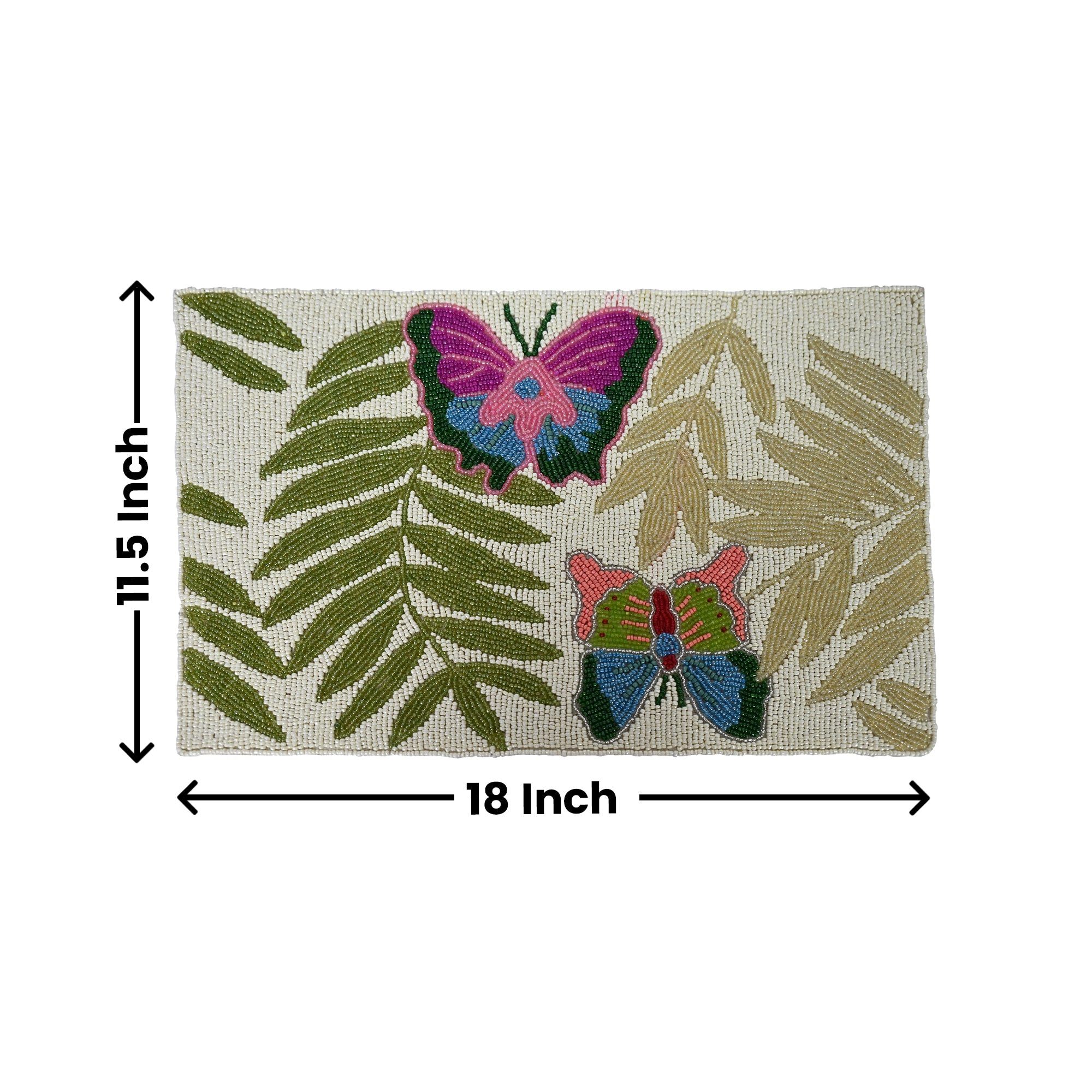 Rectangular Beaded Butterfly Placemats Set of Two