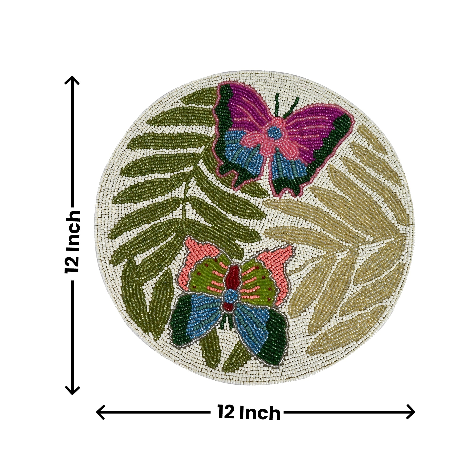 Round Beaded Butterfly Placemats Set of Two