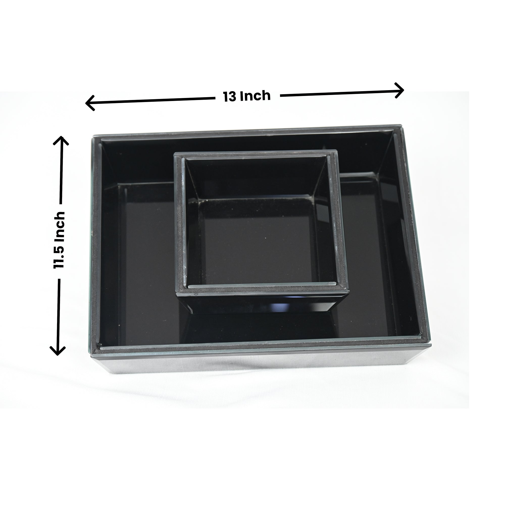 Luxury Black Glass Tray Set of Two