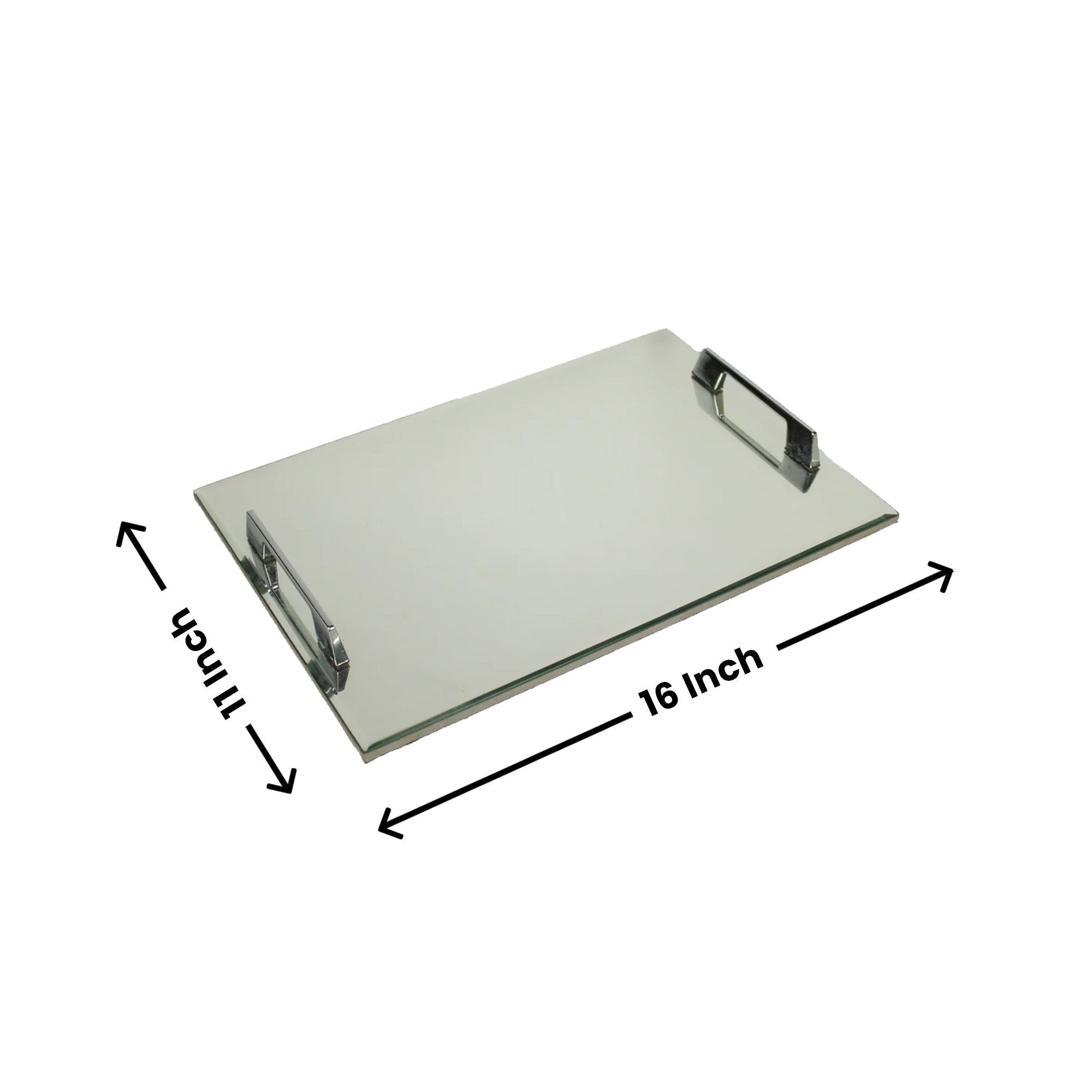 Premium Silver Glass Tray Set of Two