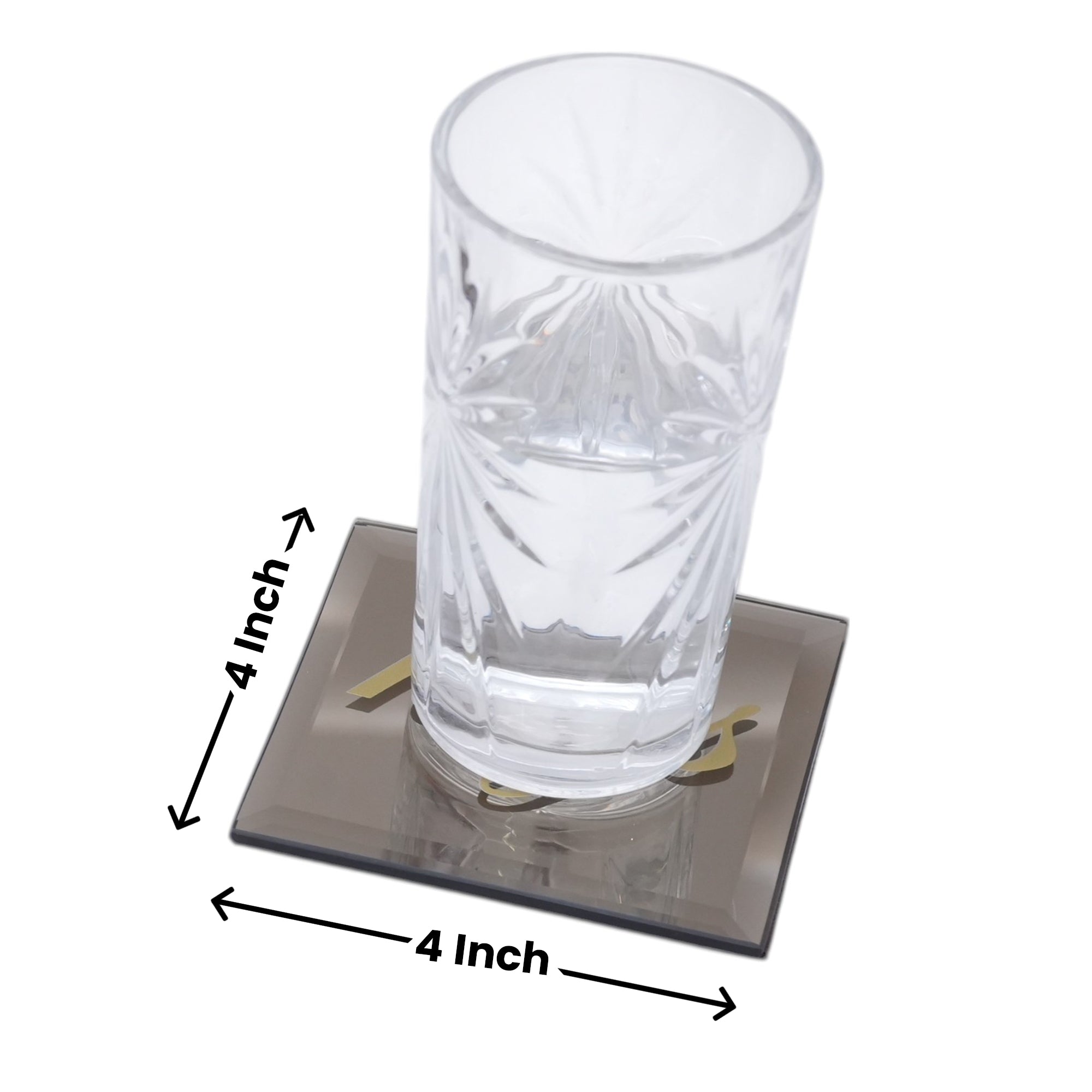 Designer Brown Glass Coaster with Caddy Tray Set of 8