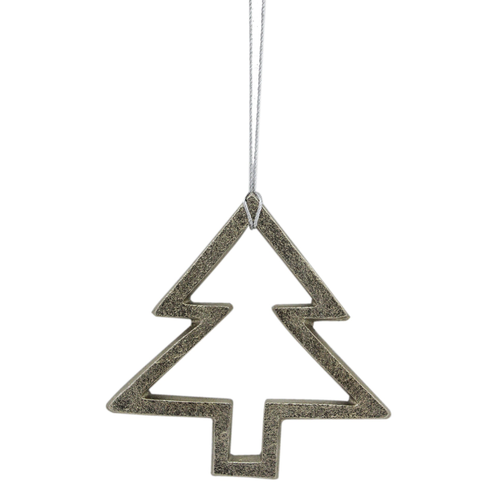 Set of 6 Silver "CHRISTMAS TREE" Shaped Hanging Ornaments