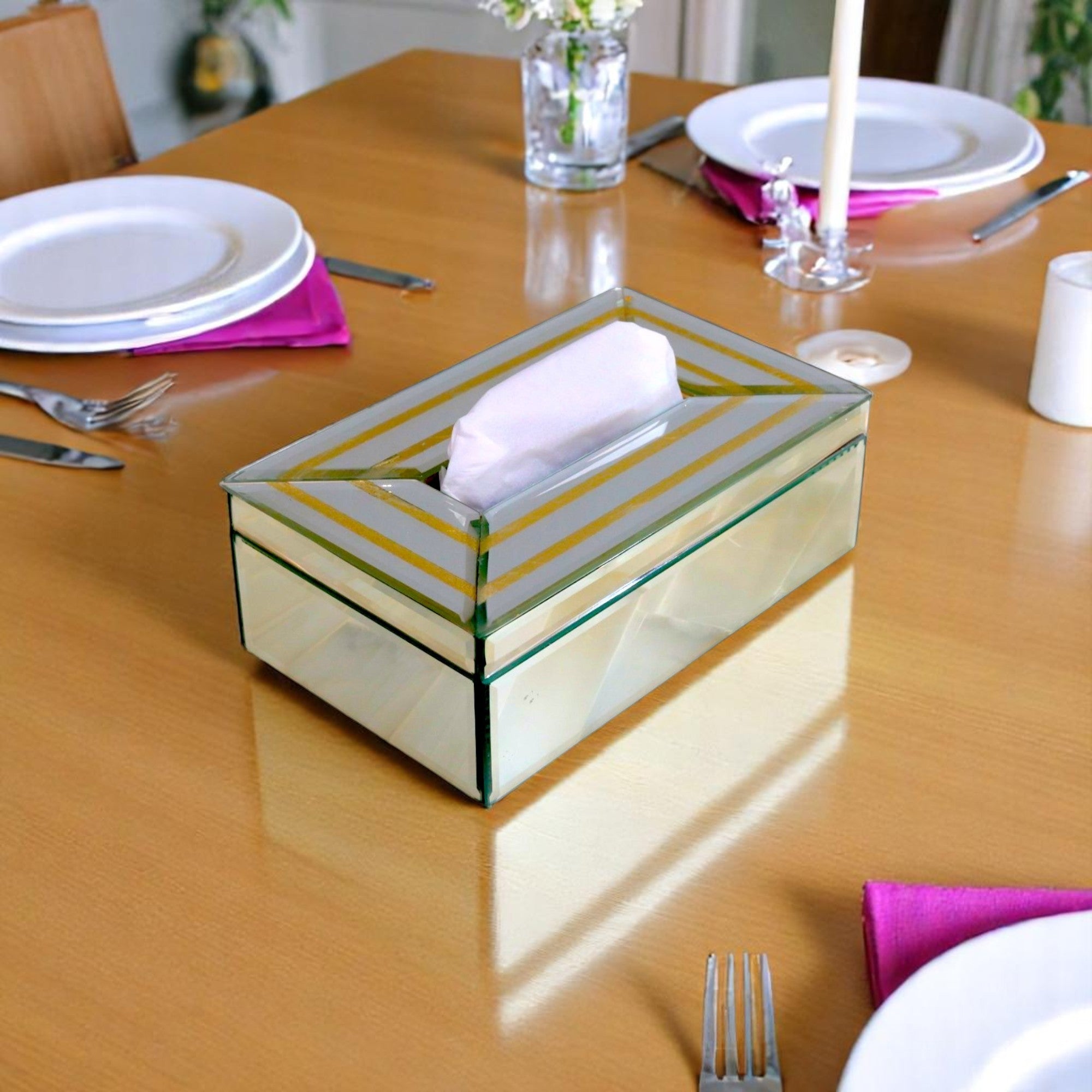 Luxury Decorative Silver Glass Tissue Box