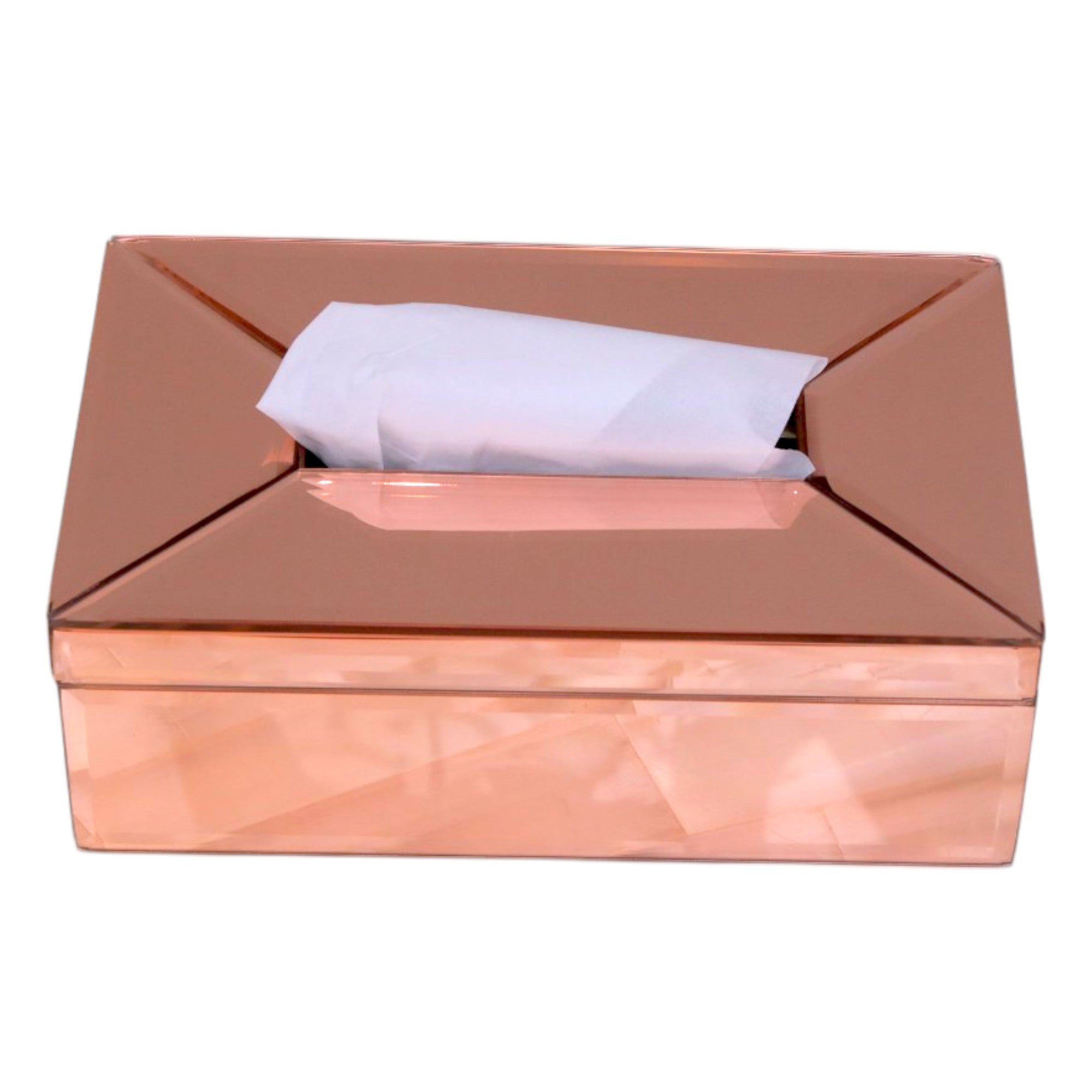 Luxury Rose Gold Glass Tissue Box