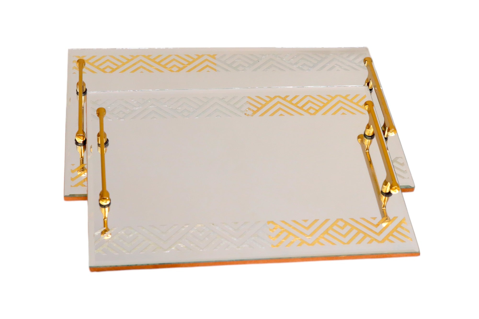 Premium Designer Brown Glass Tray Set of Two