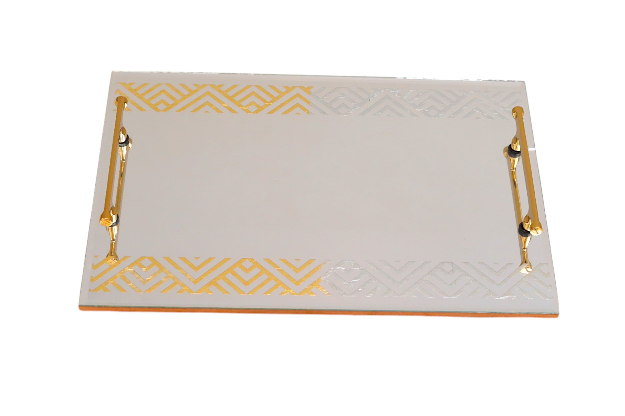 Premium Designer Brown Glass Tray Set of Two