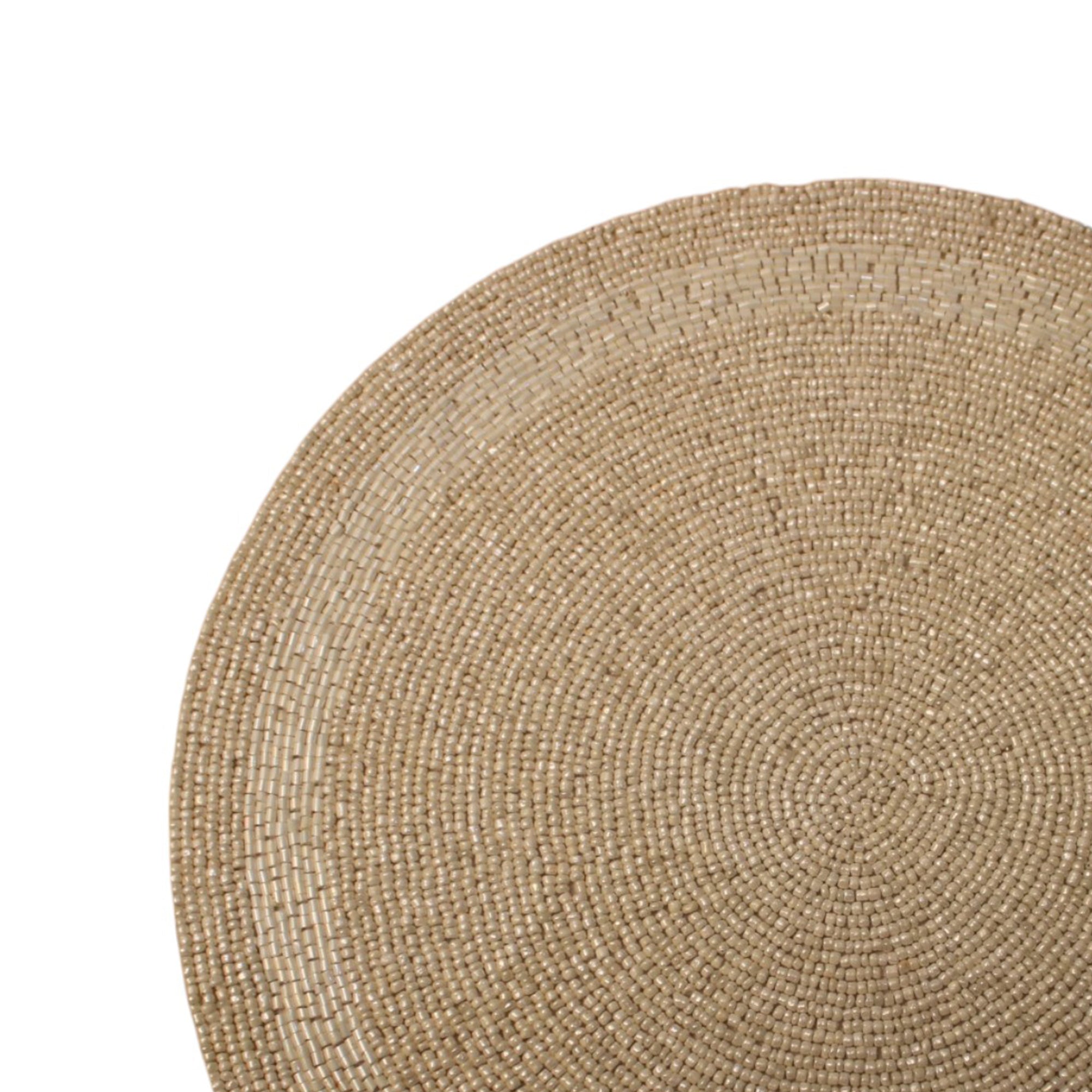 White Beaded Placemats for  Dining Set of Two