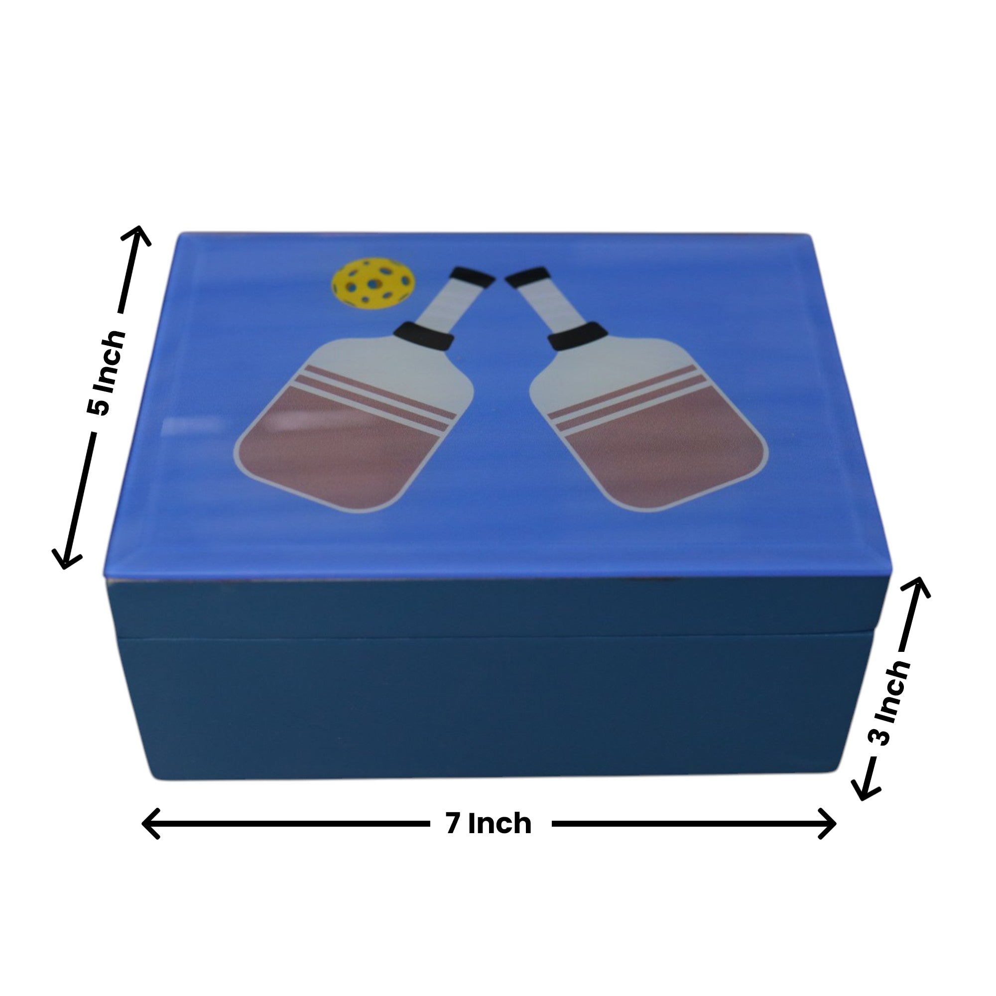 Premium Glass Small Storage Box with Pickle Ball Design