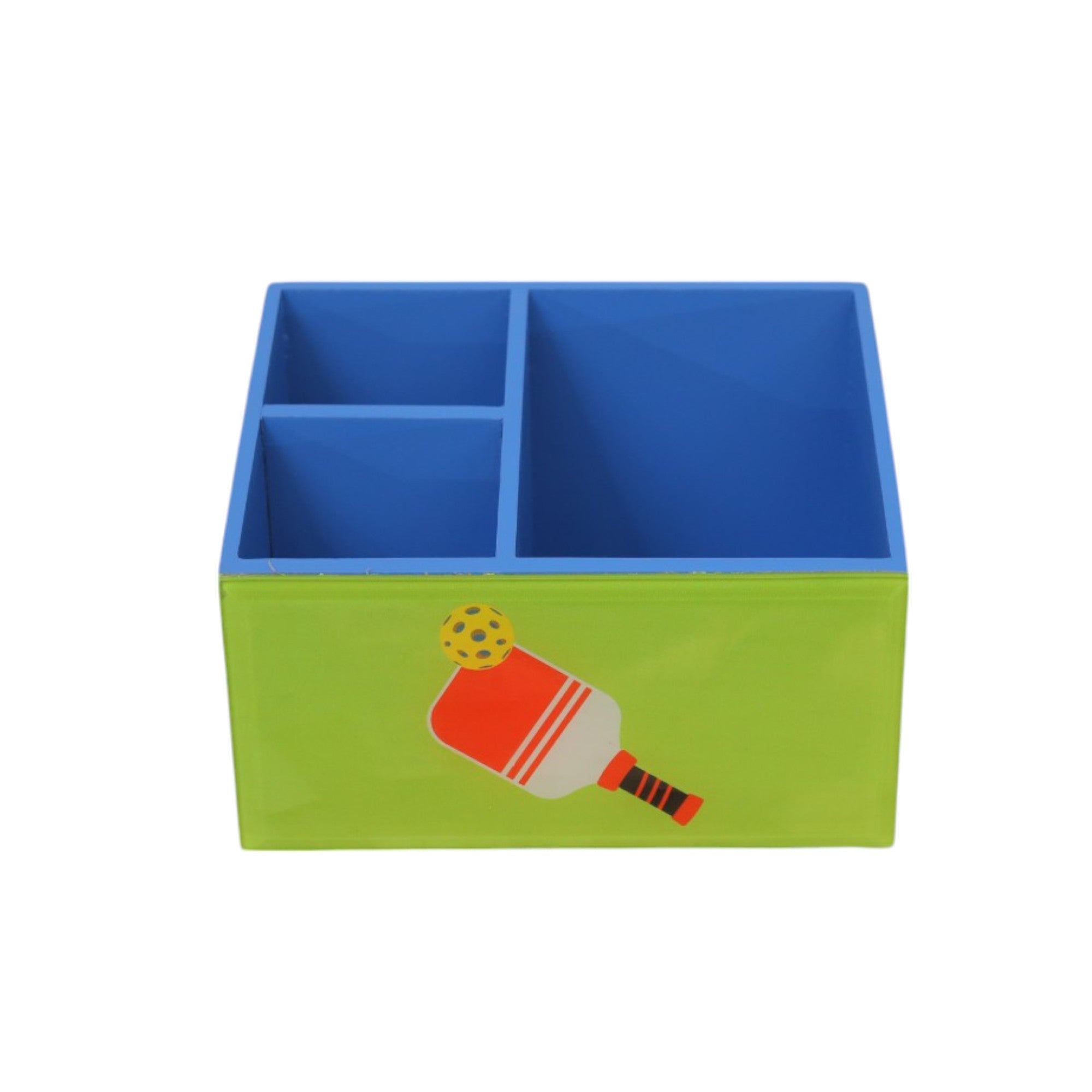 Premium Green Glass Stationery Desk Organizer with Pickle Ball Design