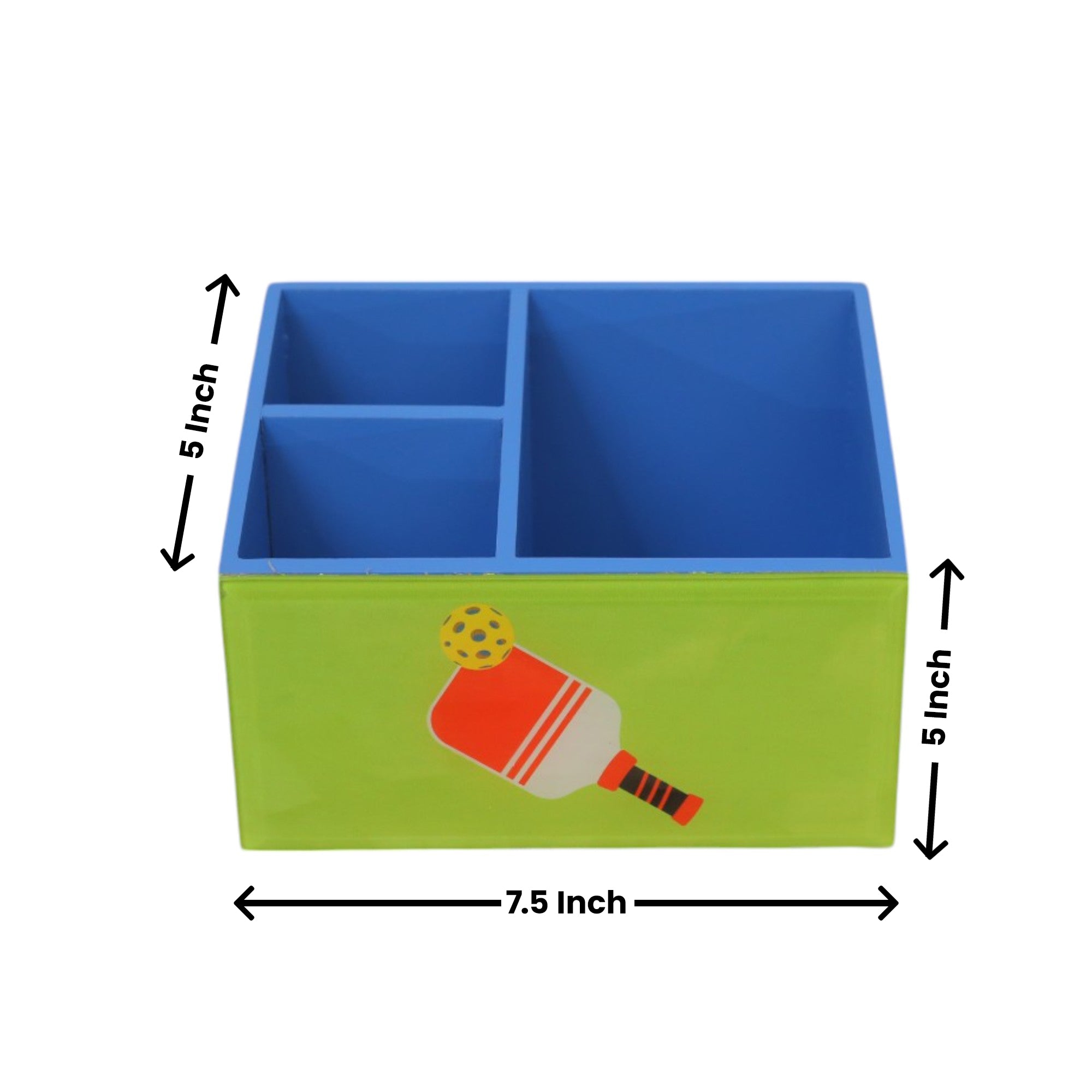 Premium Green Glass Stationery Desk Organizer with Pickle Ball Design