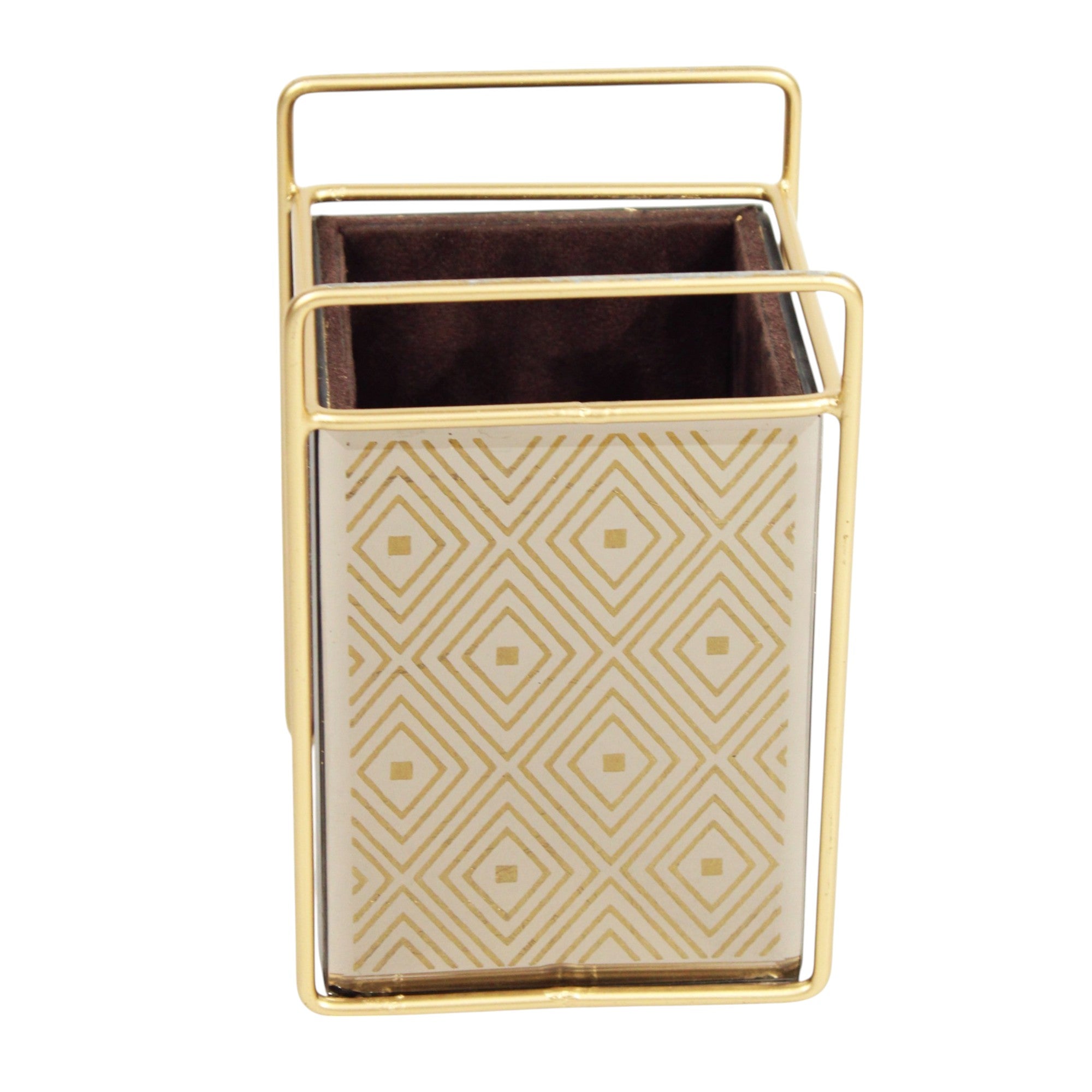 Luxury Brown Glass Diamond Design Cutlery Holder