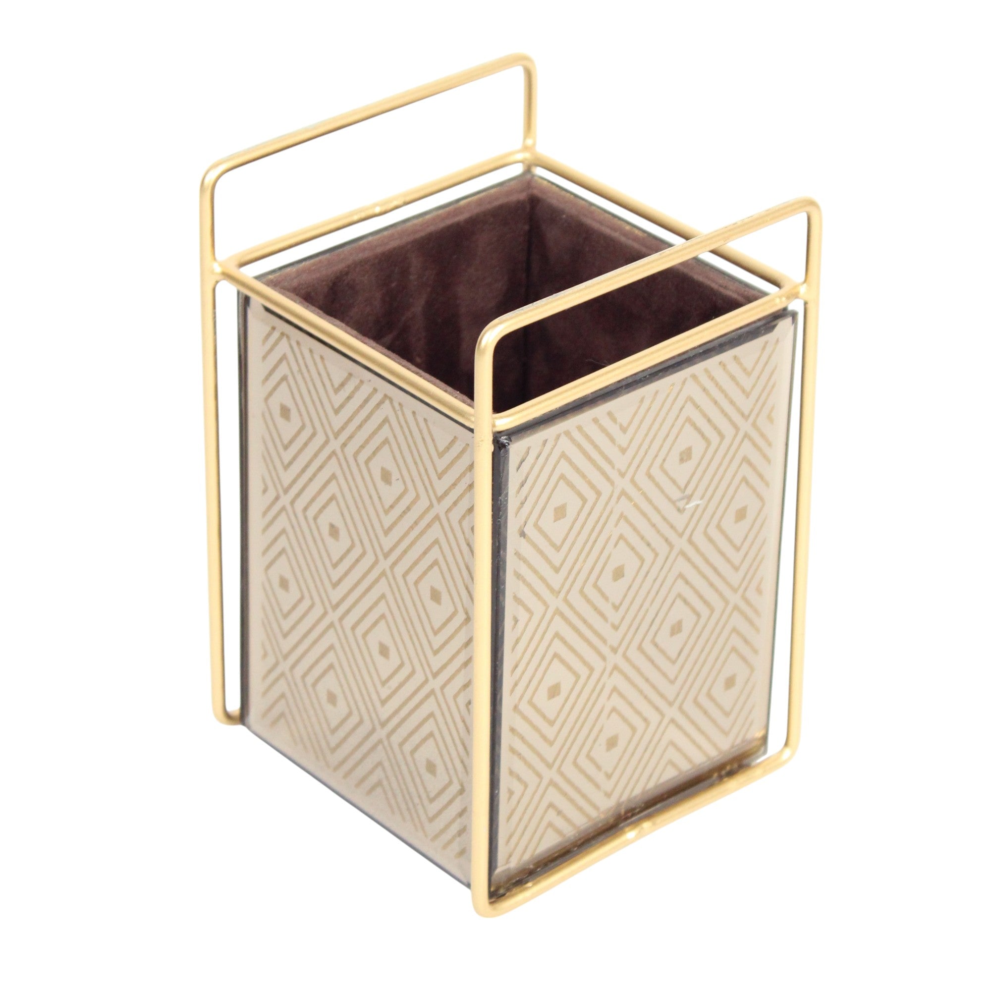 Luxury Brown Glass Diamond Design Cutlery Holder