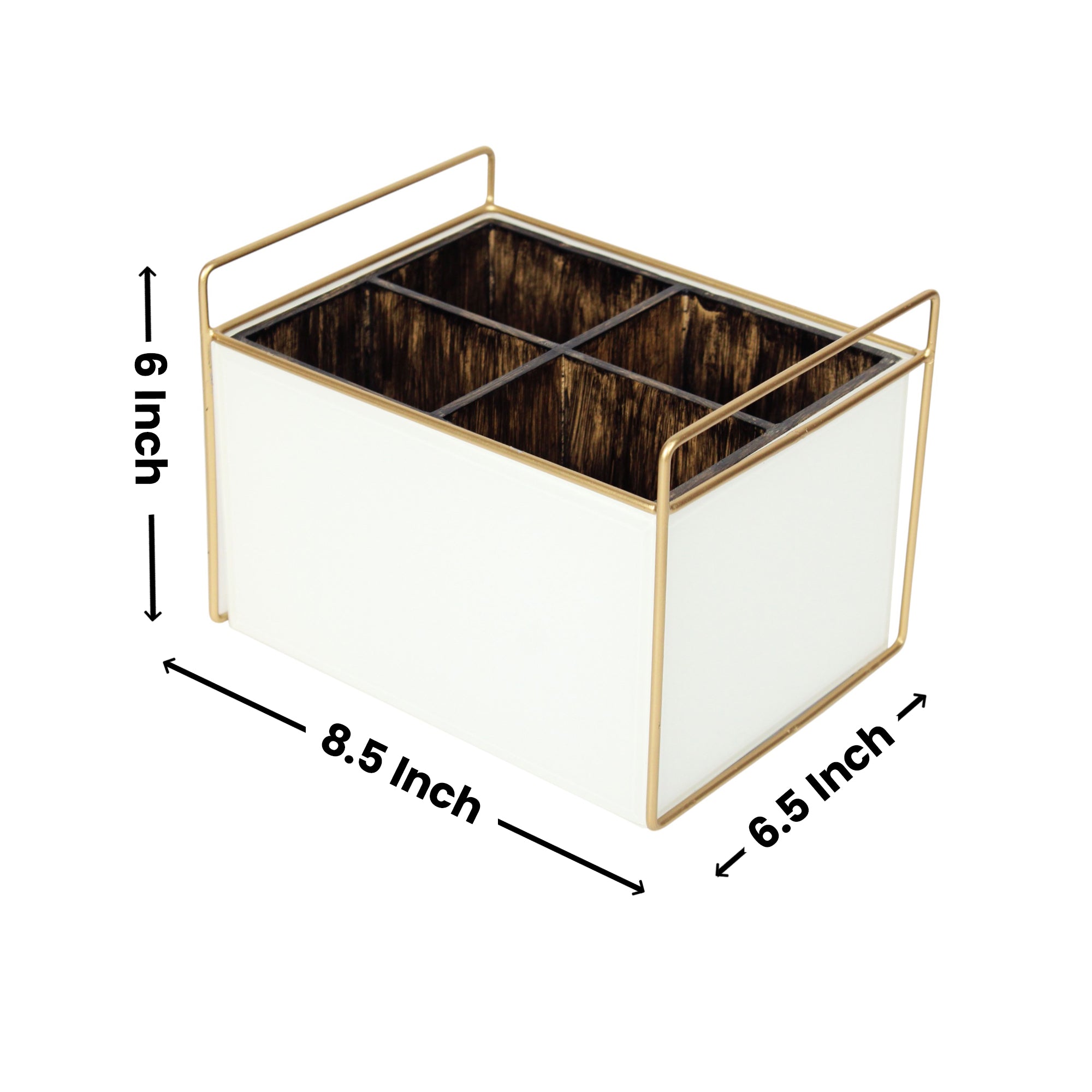 Luxury White Glass Cutlery Holder With Four Partition