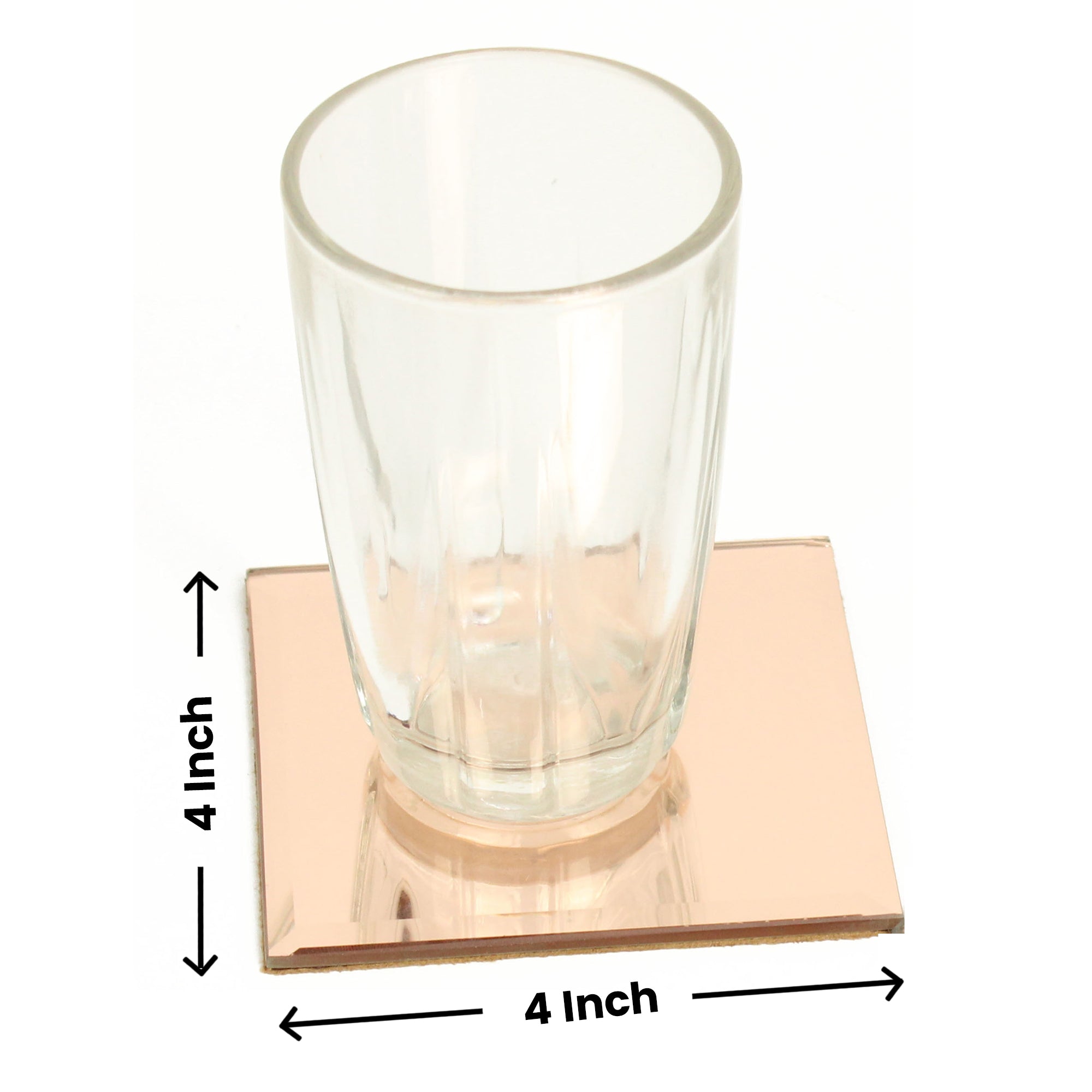 Rose Gold Square Glass Coasters Set of Four