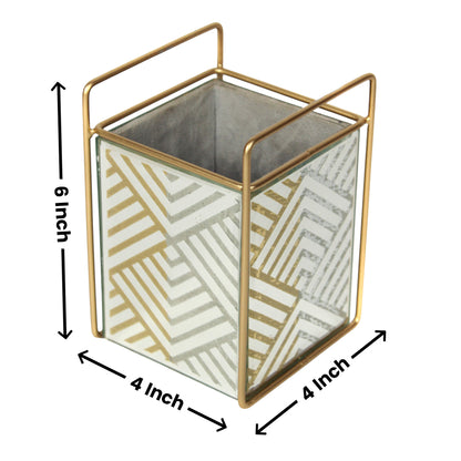 Luxury Silver Glass Geometric Design Cutlery Holder