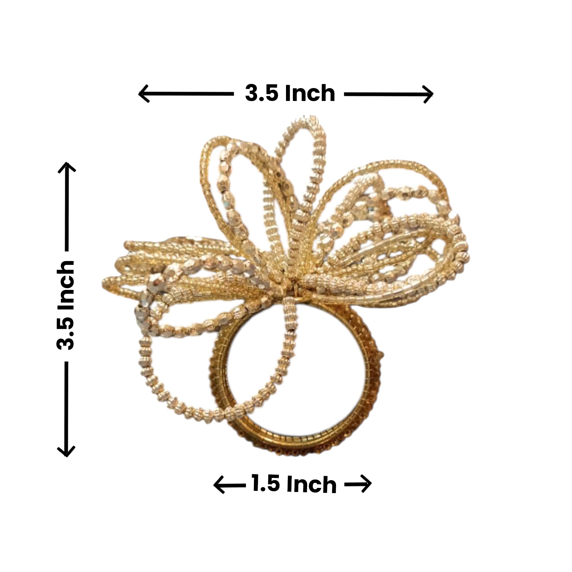 Flower Shape Beaded Napkin Ring Set of Four