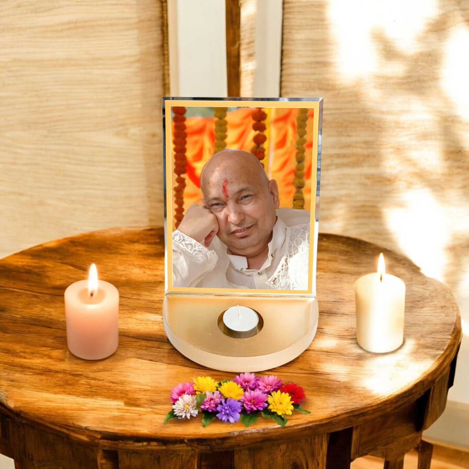  Guruji Swaroop with T-light for Blessings 