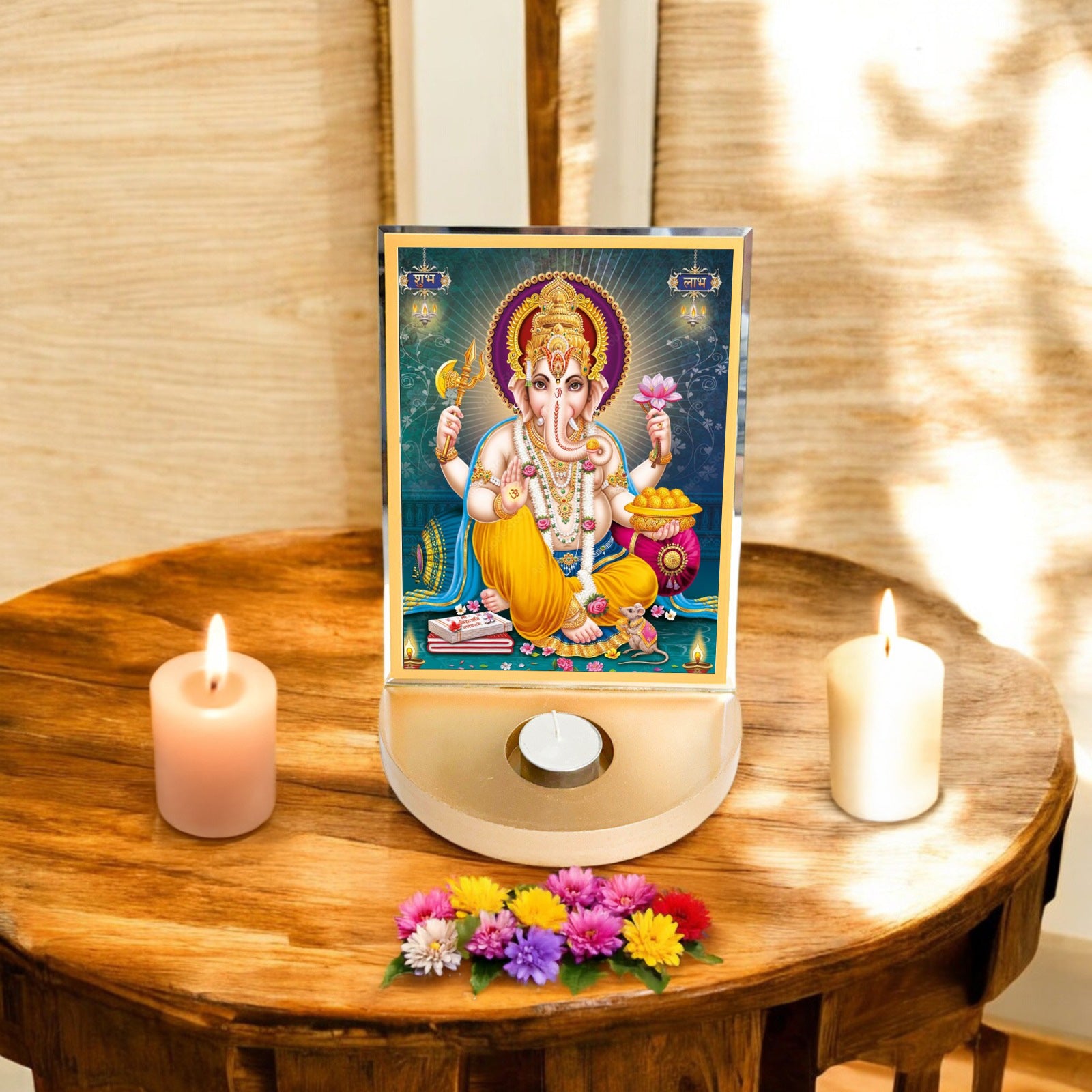  Ganesh Ji with T-light for Blessings 