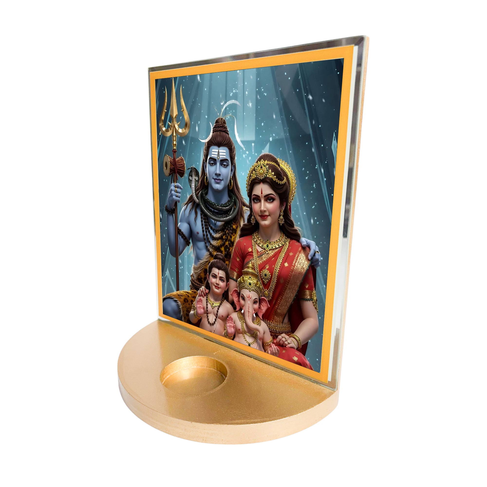  Shiv Parivar with T-light for Blessings 