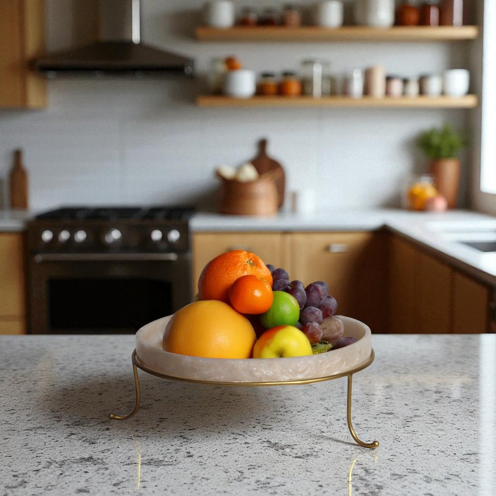 Metal Serving Food Platter with Dark Ivory Tray