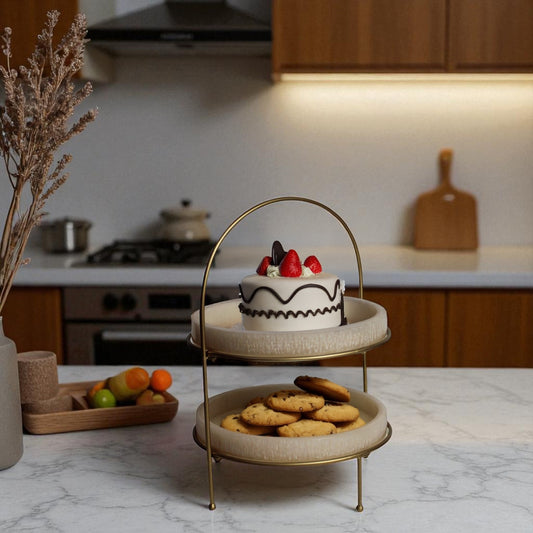 Premium Metal Medium Dome Shape Double Tray Food Platter