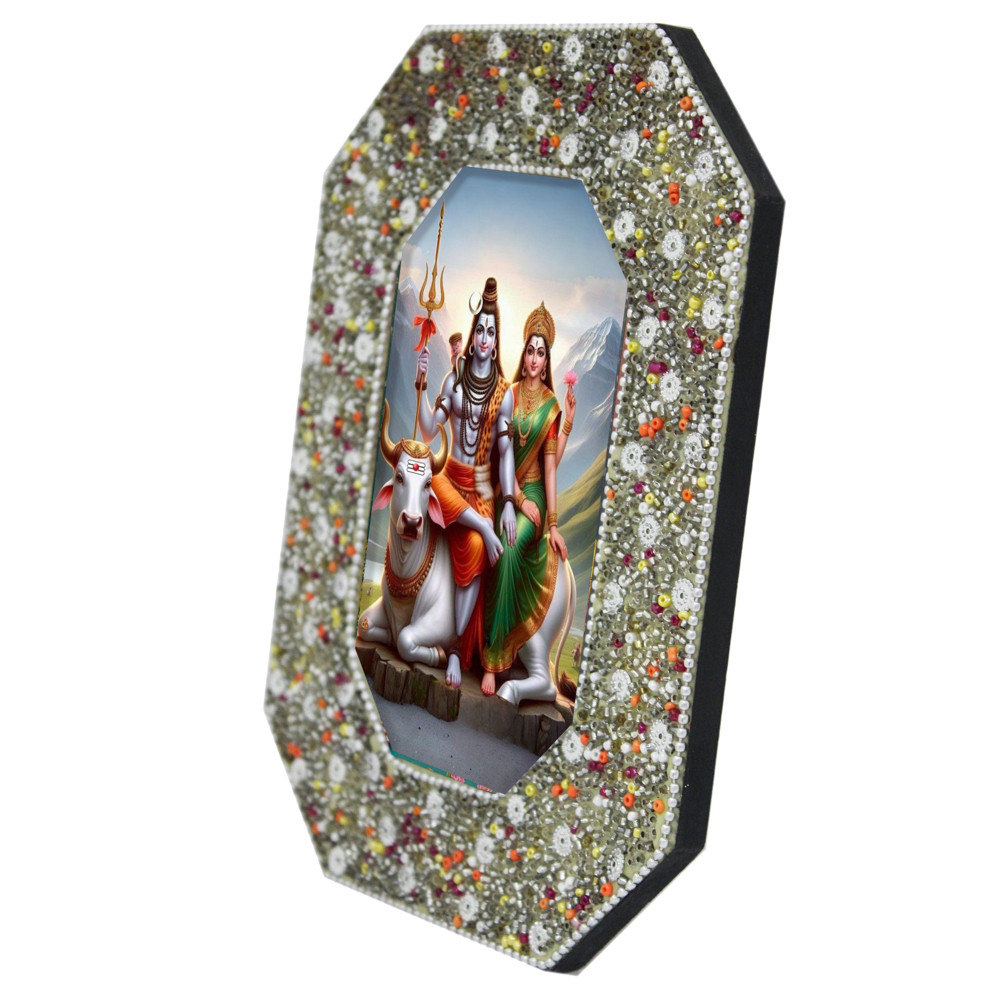 Handcrafted Lord Shiva & Parvati Ji Glitter Photo Frame