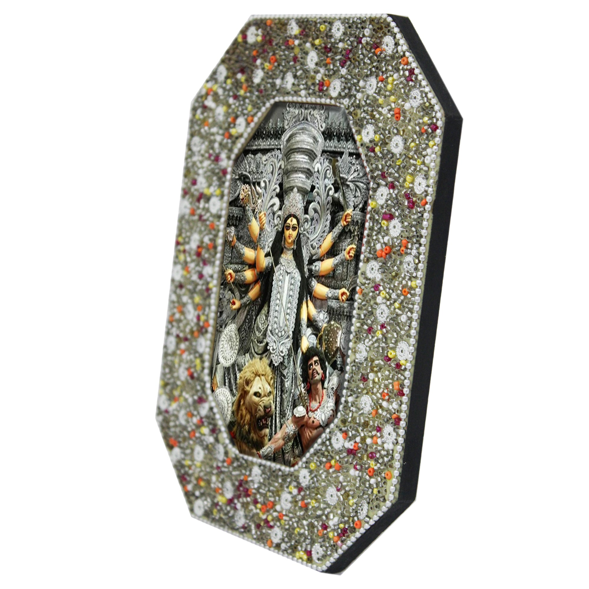 Mahishasur Mardini Durga Mata Beaded Photo Frame for Blessings