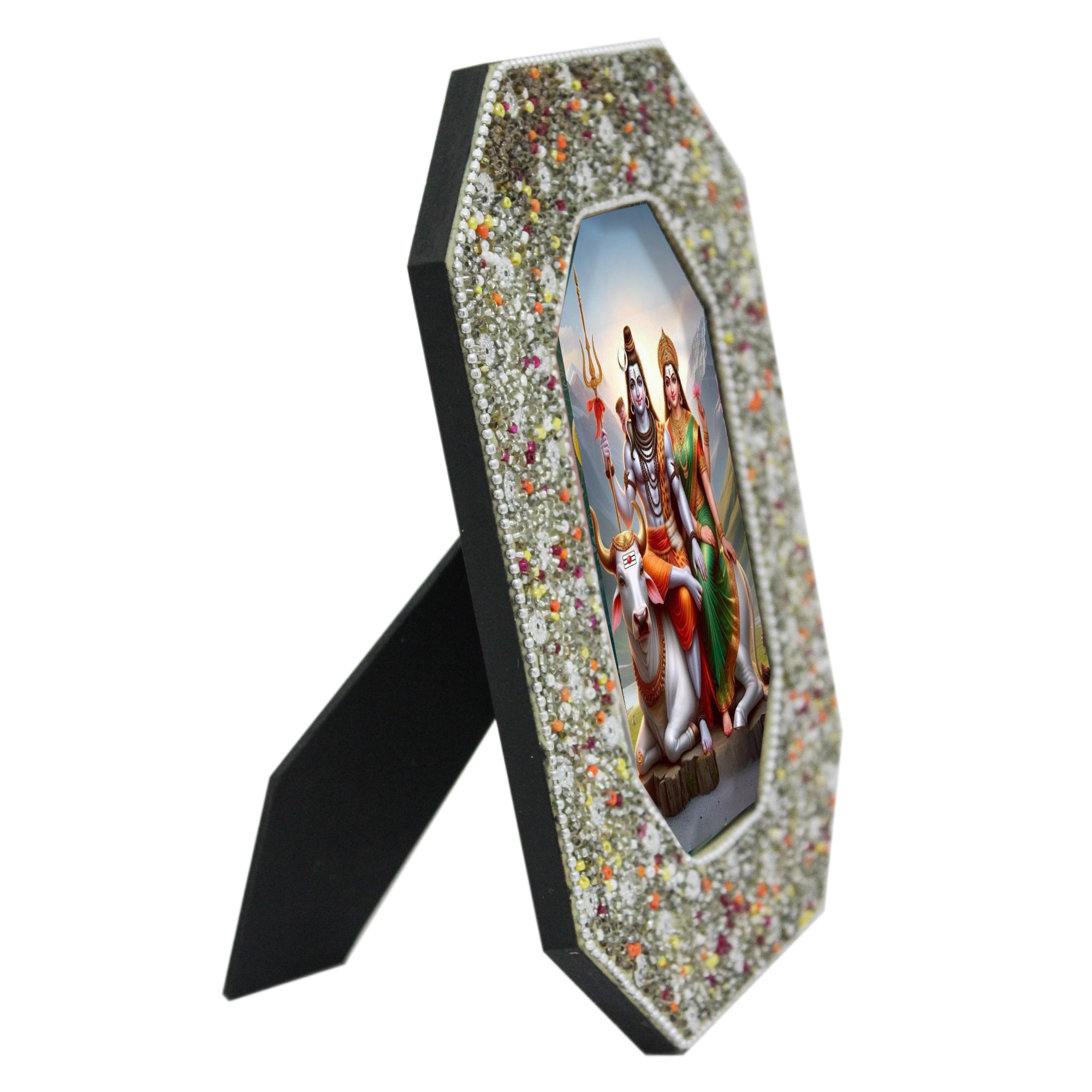 Handcrafted Lord Shiva & Parvati Ji Glitter Photo Frame